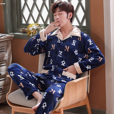 Pijamale de pluș pentru bărbați cu mânecă lungă