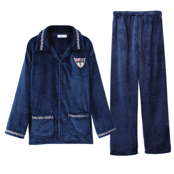 Pijamale de pluș pentru bărbați cu mânecă lungă