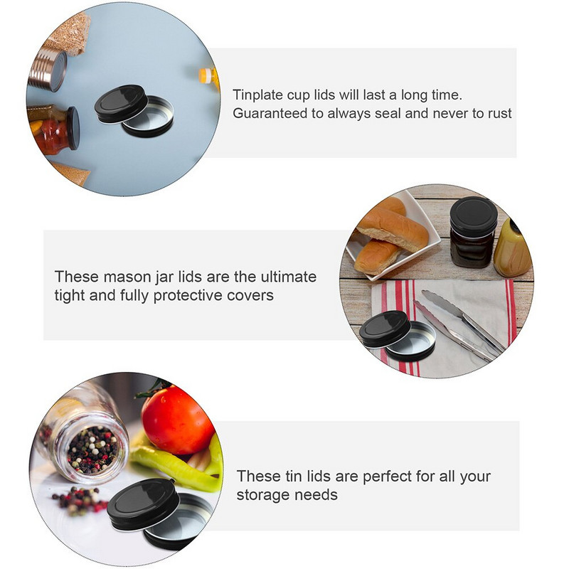 Капаци за буркани Mason Капачки за капаци за консерви Пръстени за уста Капак за буркани Може многократно метално широко херметично уплътнение Galss съхранение Безопасни капаци за сода
