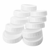 20 ks plastových úložných uzáverov s rebrovanými viečkami pre štandardnú fľašu Mason Jar s priemerom 86 mm