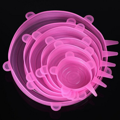 6PCS Silikonski poklopci Prilagodljivi silikonski poklopci Silikonski poklopci za hranu Univerzalni rastezljivi poklopci za posuđe za limenke Kuhinjski pribor