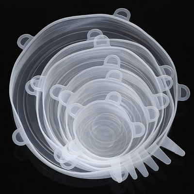 6PCS Silikonski poklopci Prilagodljivi silikonski poklopci Silikonski poklopci za hranu Univerzalni rastezljivi poklopci za posuđe za limenke Kuhinjski pribor