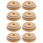 Daugkartiniai bambuko indelių dangteliai 70 mm bambuko indelių dangteliai su šiaudų anga plačios burnos masoniniam stiklainiui