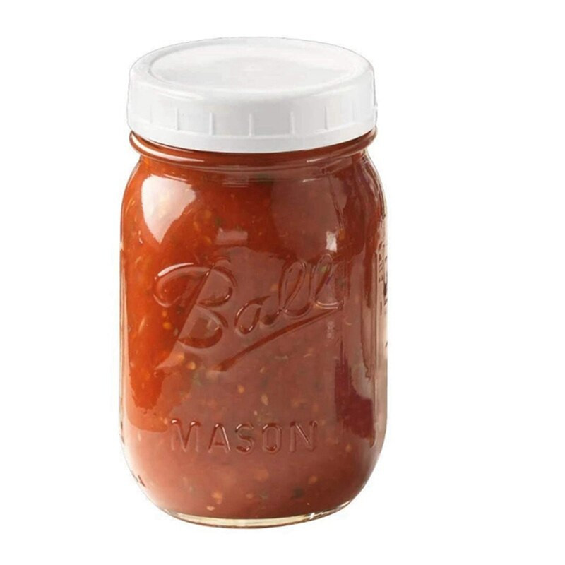 20 ks plastových úložných uzáverov s rebrovanými viečkami pre štandardnú fľašu Mason Jar s priemerom 86 mm