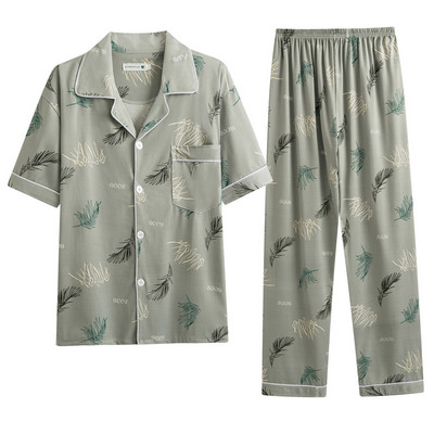 Pijamale pentru bărbați cu buzunar și guler clasic