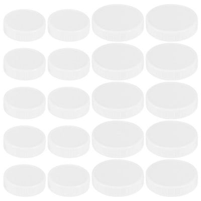 20 ks plastových úložných uzáverov s rebrovanými viečkami pre štandardnú fľašu Mason Jar s priemerom 70 mm/86 mm