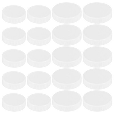 20 ks plastových úložných uzáverov s rebrovanými viečkami pre štandardnú fľašu Mason Jar s priemerom 70 mm/86 mm