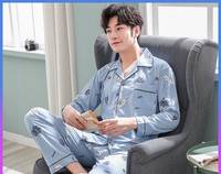 Pijamale de barbati model nou cu maneci lungi si nasturi