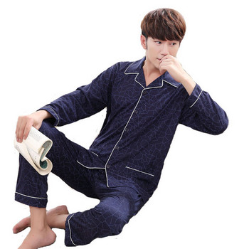 Нов модел мъжка пижама с дълъг ръкав и копчета