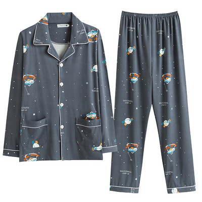 Pijamale de barbati model nou cu maneci lungi si nasturi