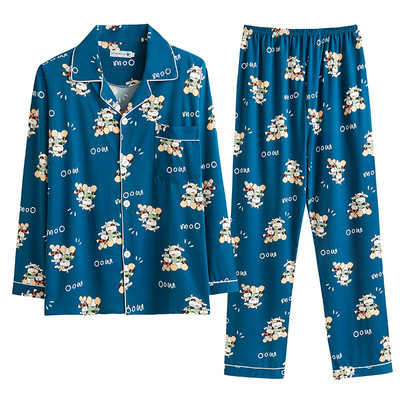 Pijamale de barbati model nou cu maneci lungi si nasturi