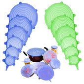 Poklopac za svježu hranu od 6 komada Univerzalni poklopac za lonac Silikonska brtva za zdjelu Topli paket za mikrovalnu pećnicu Prozirni silikon, jaki elastični