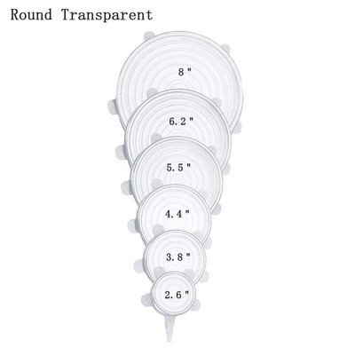 Poklopac za svježu hranu od 6 komada Univerzalni poklopac za lonac Silikonska brtva za zdjelu Topli paket za mikrovalnu pećnicu Prozirni silikon, jaki elastični