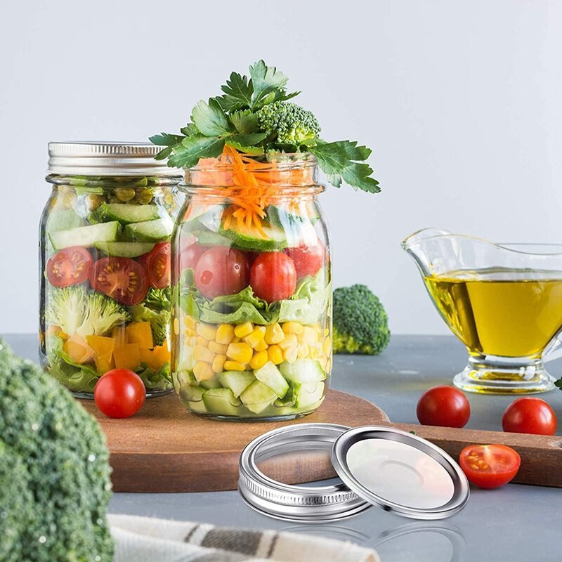 Комплект капаци и ленти за буркани за консервиране Раздвоени капаци с уплътнителни пръстени, капаци за буркани с обикновена уста, капачки за буркани за консервиране