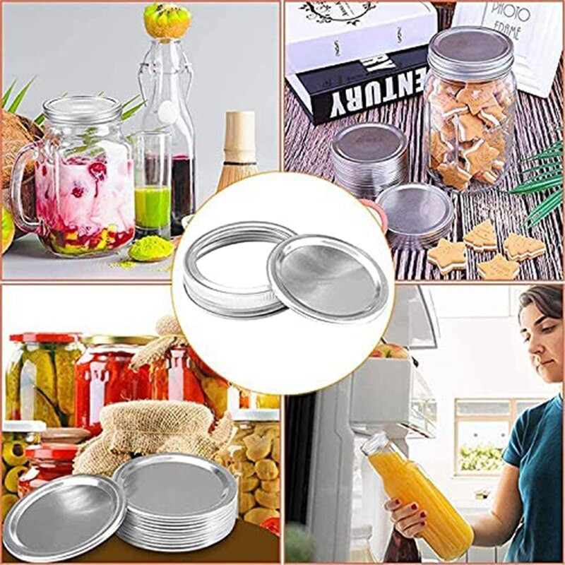 Комплект капаци и ленти за буркани за консервиране Раздвоени капаци с уплътнителни пръстени, капаци за буркани с обикновена уста, капачки за буркани за консервиране