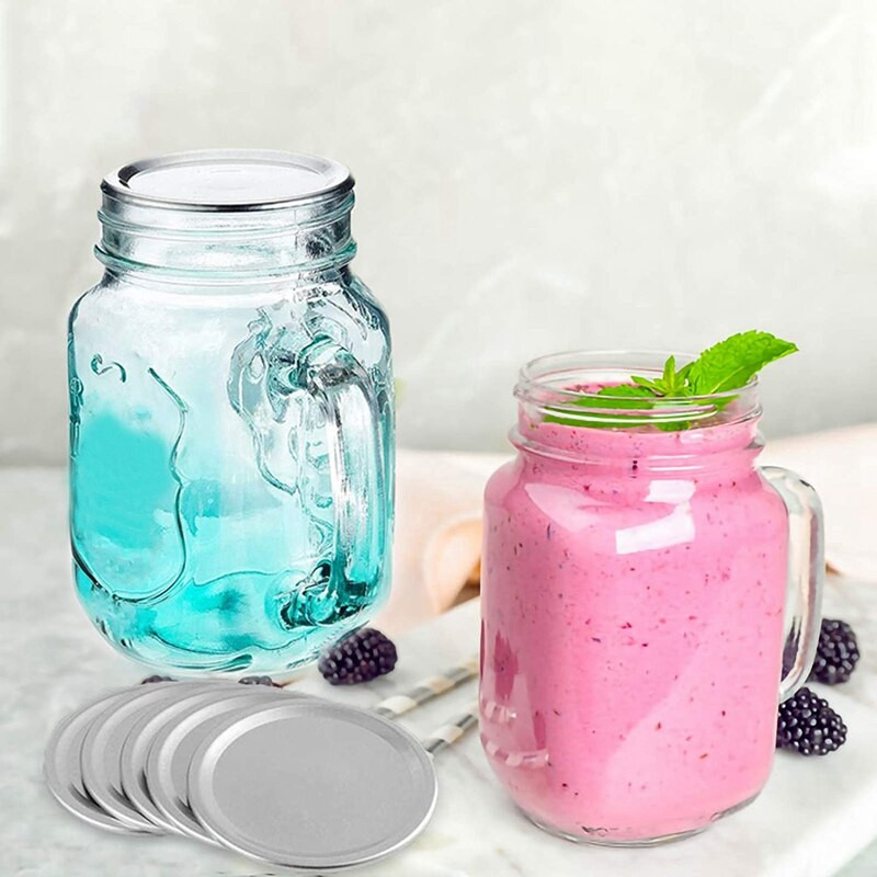 50 vnt. plačios angos 86 MM masoninių stiklainių konservavimo dangteliai, daugkartinio naudojimo nepralaidūs sidabriniai dangteliai su silikono sandarinimo žiedais