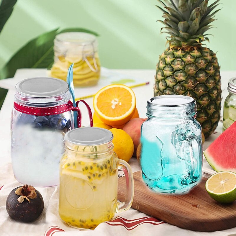 50 vnt. plačios angos 86 MM masoninių stiklainių konservavimo dangteliai, daugkartinio naudojimo nepralaidūs sidabriniai dangteliai su silikono sandarinimo žiedais