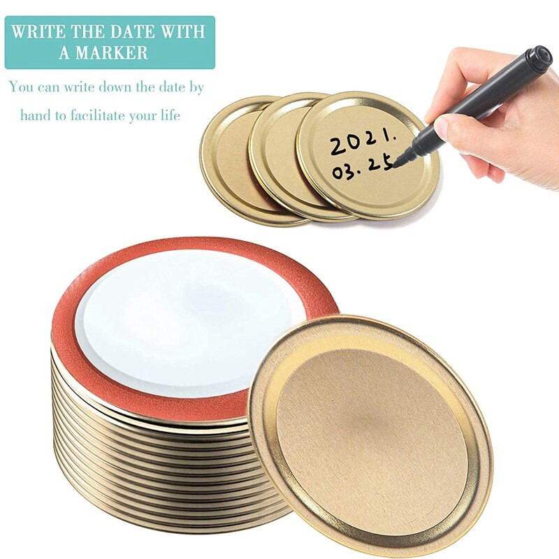 150 komada običnih poklopaca za konzerviranje ustima za kuglice, Kerr staklenke, podijeljeni metalni poklopci za staklenke za konzerviranje (70 mm, zlatni)