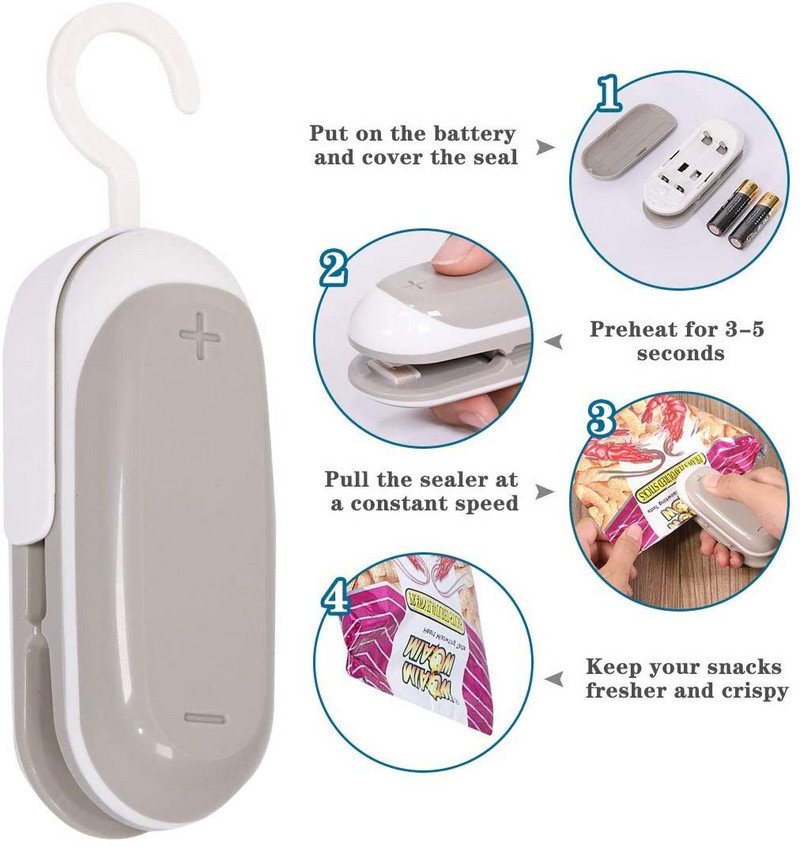 Ručni vakuumski uređaj za zatvaranje hrane u 2 komada Zatvaranje hrane za plastiku 2 Mini spremnika za grijanje 1 i zatvaranje za višekratnu upotrebu Posude za čuvanje hrane