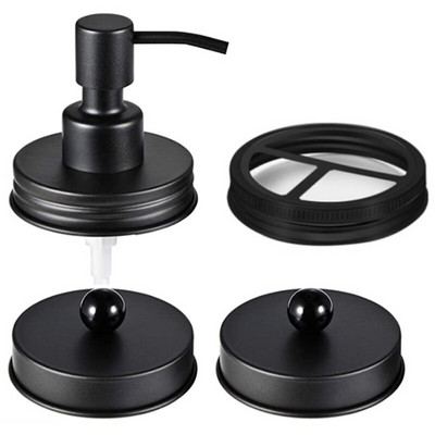 Set poklopaca za kupaonski pribor Mason Jar (4kom), držač četkice za zube, poklopci za apotekarske staklenke za pohranu za Regular Mouth Mason