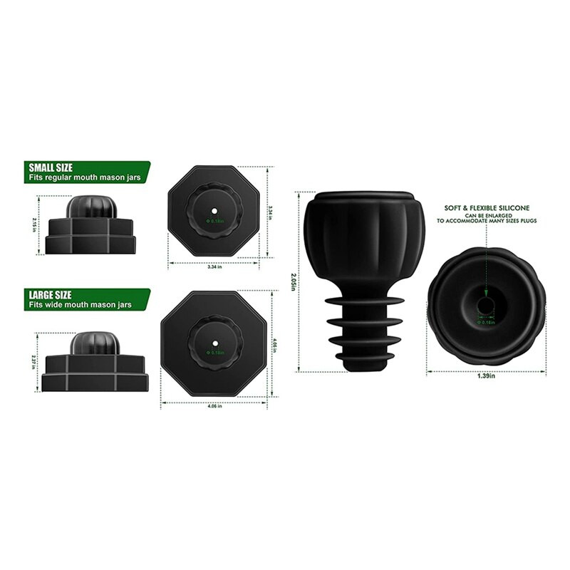 Set de sigilare cu vid universal pentru borcan Mason și set de dopuri pentru sticle de vin, compatibil cu toate mărcile de sigilare în vid