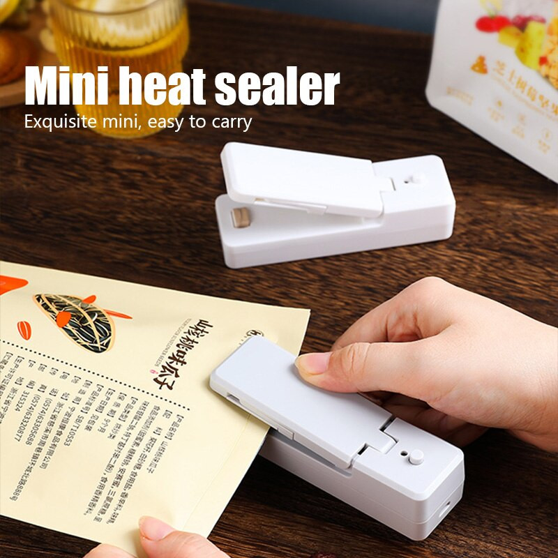 USB Mini Bag Heat Sealer Nabíjateľný 2v1 prenosný uzatvárací stroj Ručný vákuový tepelný uzatvárací stroj na skladovanie plastových vreciek