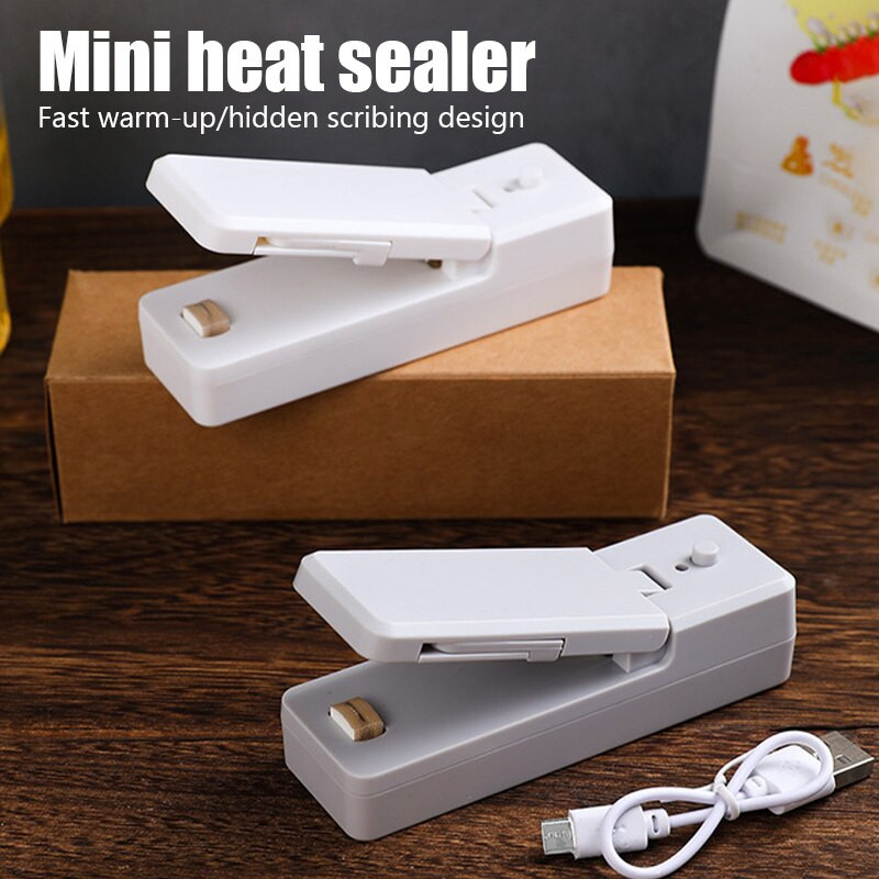 USB Mini Bag Heat Sealer Nabíjateľný 2v1 prenosný uzatvárací stroj Ručný vákuový tepelný uzatvárací stroj na skladovanie plastových vreciek
