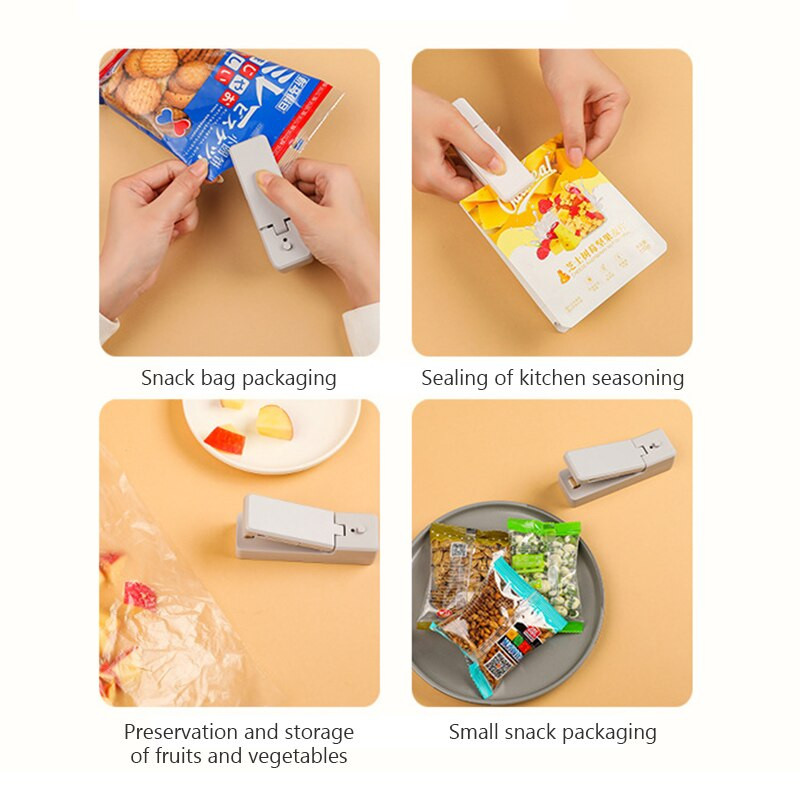 USB Mini Bag Heat Sealer Nabíjateľný 2v1 prenosný uzatvárací stroj Ručný vákuový tepelný uzatvárací stroj na skladovanie plastových vreciek