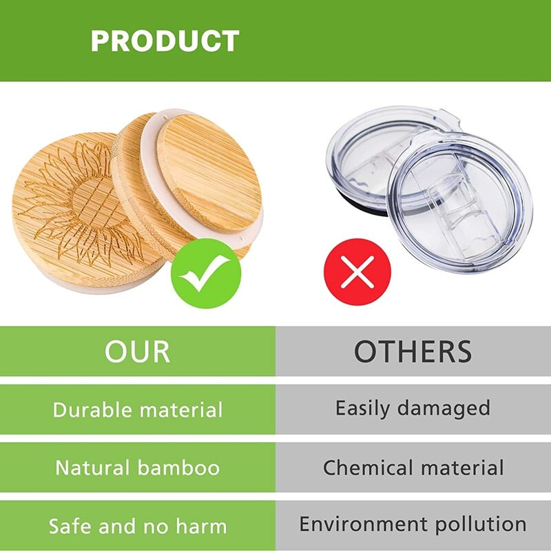 Poklopci za staklenke jogurta, set poklopaca za staklenke jogurta od bambusa, poklopci od bambusa za staklenke jogurta, poklopci staklenki jogurta sa silikonskim brtvenim prstenovima