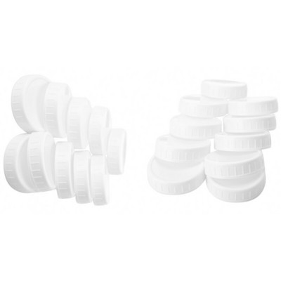 20 tk plastikust säilituskorgid, soonikkoes kaaned tavalise tavasuu Mason Jar pudeli jaoks, 86 mm ja 70 mm