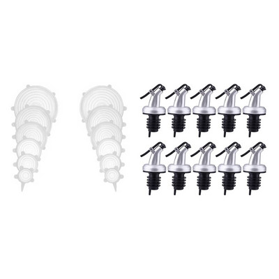 12 vnt. baltas silikoninis elastinis dangtelis Universalus dangtelis su alyvuogių aliejumi nepralaidūs snapeliai Vyno dozatoriaus piltuvas virtuvės įrankiai