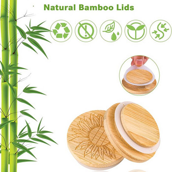 New-Yogurt Jar Lids, Yogurt Bamboo Jar Lids Set, Bamboo Lids For Bojars, Γιαούρτι Καπάκια Βάζων με Στεγανωτικά δαχτυλίδια σιλικόνης