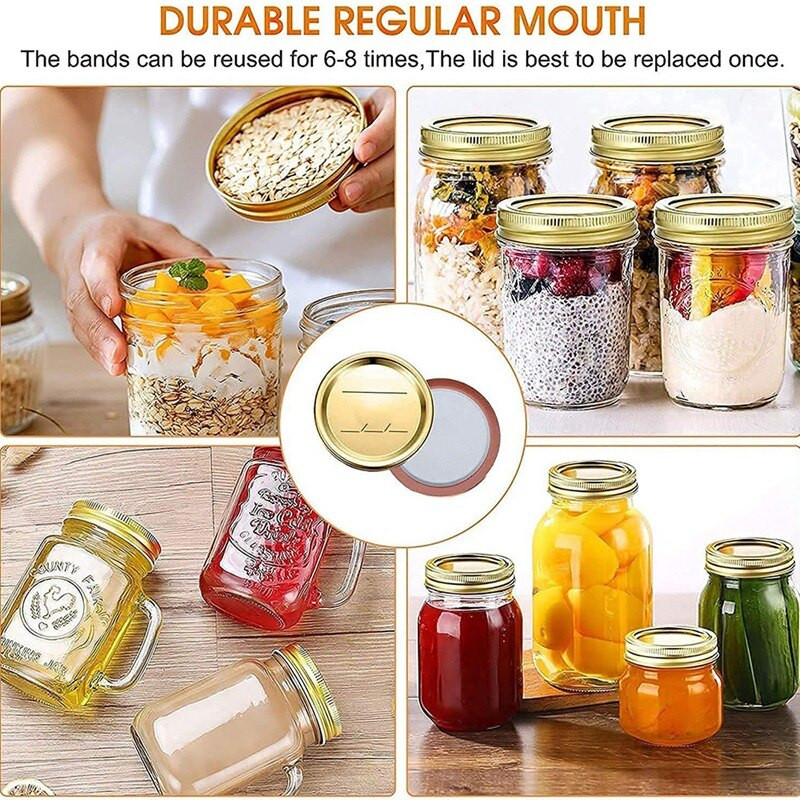 100 vnt 70 mm įprasti burnos konservavimo dangteliai rutuliniams, Kerr stiklainiams, Mason Jar dangteliai, padalinto tipo konservavimo stiklainių dangteliai, Mason konservavimui