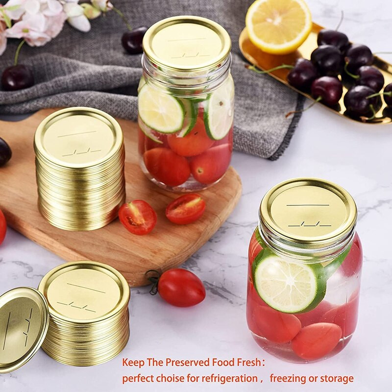 100 vnt 70 mm įprasti burnos konservavimo dangteliai rutuliniams, Kerr stiklainiams, Mason Jar dangteliai, padalinto tipo konservavimo stiklainių dangteliai, Mason konservavimui