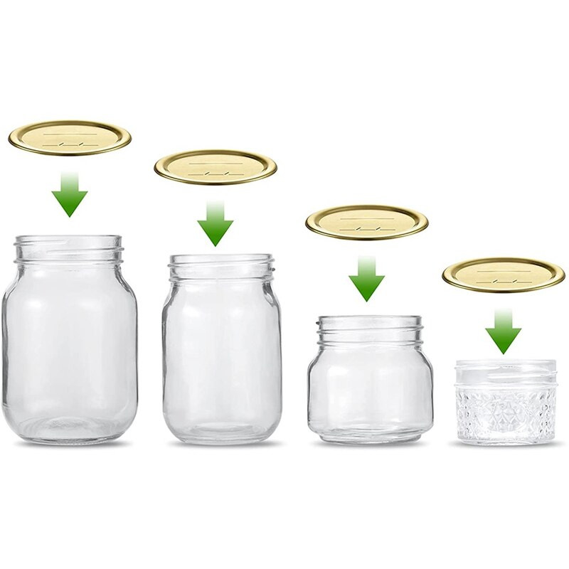 100 vnt 70 mm įprasti burnos konservavimo dangteliai rutuliniams, Kerr stiklainiams, Mason Jar dangteliai, padalinto tipo konservavimo stiklainių dangteliai, Mason konservavimui