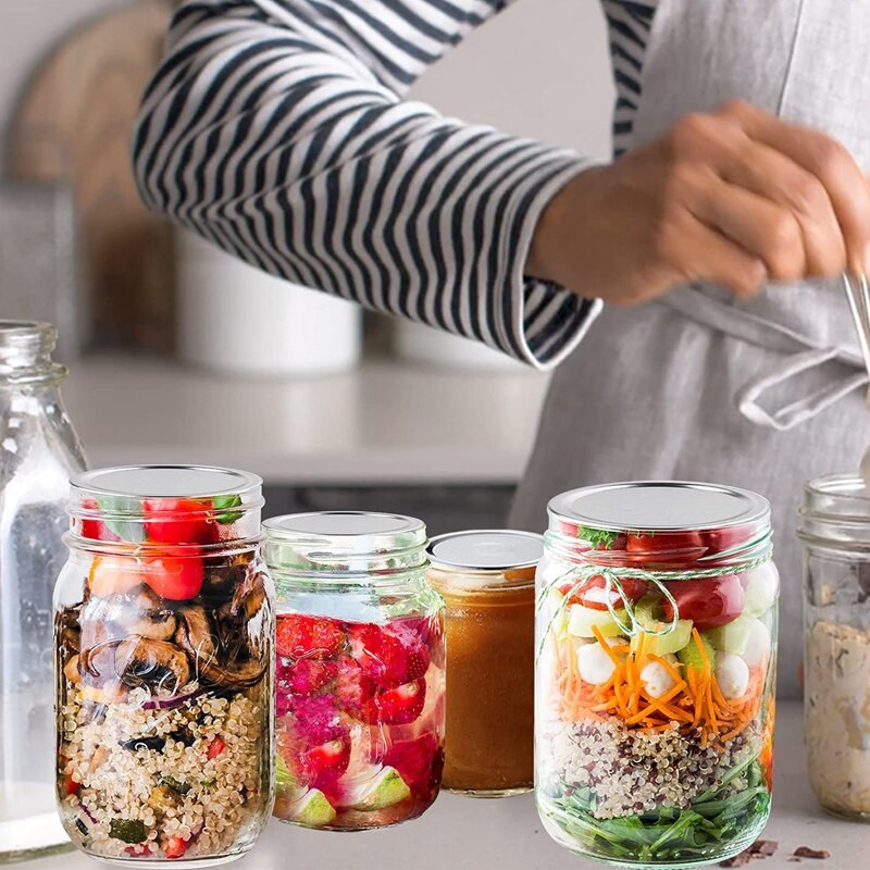 70 de bucăți capace de borcane cu gură largă, potrivite pentru capace despicate pentru borcane Mason, etanșe, capace de siguranță, cu sigiliu din silicon