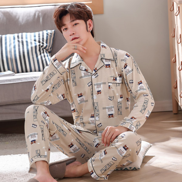 Pijamale bărbați cu mâneci lungi - două piese
