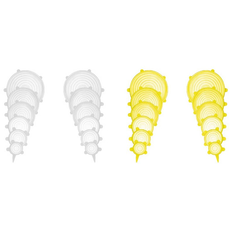 12Pc silikonski elastični poklopac Univerzalni poklopac Silikonski poklopac zdjele Silikonski poklopac lonca Poklopac za kuhanje hrane Poklopac za mikrovalnu pećnicu