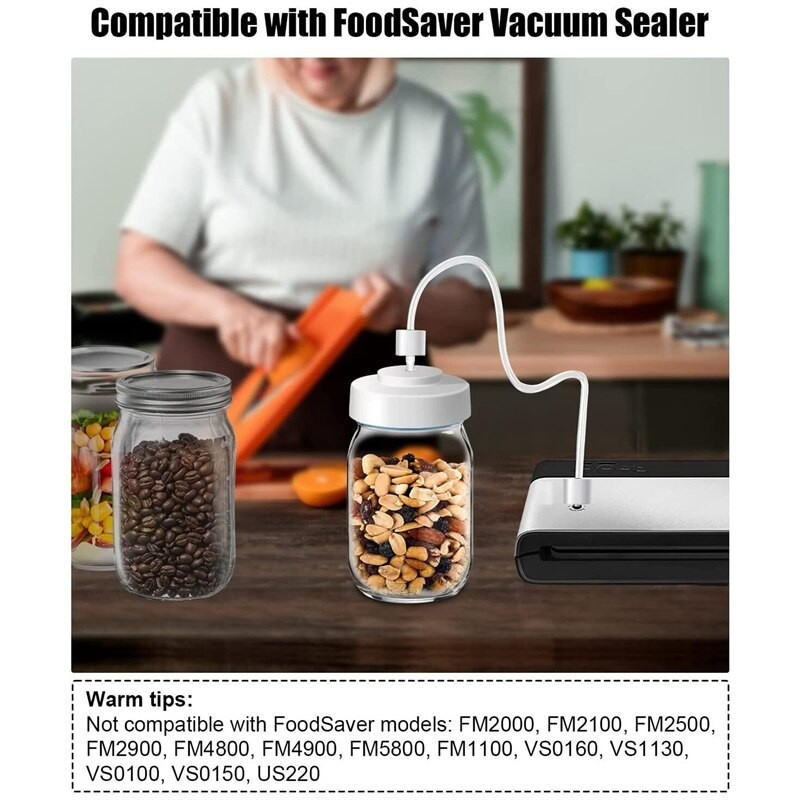 Súprava na vákuové uzatváranie pohárov Mason - vákuové uzatváranie pohárov Mason kompatibilné s vákuovým uzatváracím strojom Foodsaver (čierne)