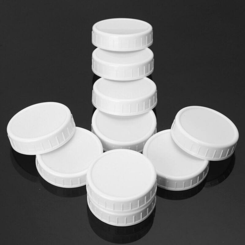 20 ks plastových úložných uzáverov s rebrovanými viečkami pre štandardnú fľašu Mason Jar s priemerom 70 mm/86 mm