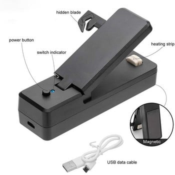 Mini Bag Sealer USB Επαναφορτιζόμενες φορητές θερμοκολλήσεις & Cutter 2 σε 1 Φορητό κενό θερμικό σφραγιστικό τροφίμων για πλαστικές σακούλες