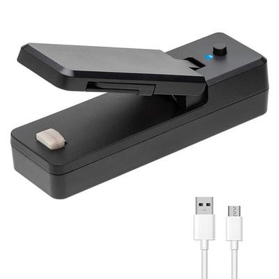 Mini uzatvárateľ tašiek, nabíjateľná ručná uzatvárateľka tepla s USB a rezačka, prenosná vákuová uzatvárateľka potravín na plastové vrecká 2 v 1
