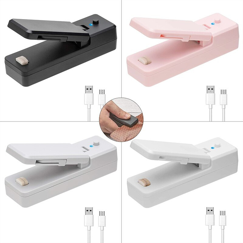 2 v 1 mini uzatvárateľ tašiek, ručné tepelné uzatvárače a rezačky, nabíjateľné cez USB, vákuové tepelné uzatvárače potravín na plastové úložné vrecká