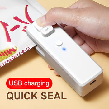 USB Mini Plastic Bag Sealer Plastic Packaging Seal with Cutter Knife 2 σε 1 Φορητό Αξεσουάρ κουζίνας αποθήκευσης σνακ