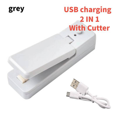 Mini 2 U 1 Stroj za brtvljenje Varilac za vrećice s rezačem USB Punjivo plastično pakiranje Prijenosno skladištenje hrane Kuhinjski gadgeti