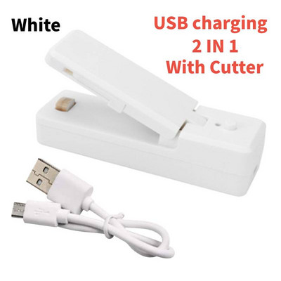 Mini 2 U 1 Stroj za brtvljenje Varilac za vrećice s rezačem USB Punjivo plastično pakiranje Prijenosno skladištenje hrane Kuhinjski gadgeti