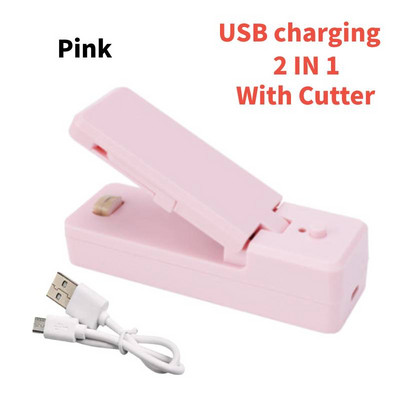 Mini 2 U 1 Stroj za brtvljenje Varilac za vrećice s rezačem USB Punjivo plastično pakiranje Prijenosno skladištenje hrane Kuhinjski gadgeti