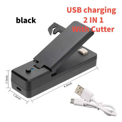 Punjivi mini uređaj za zavarivanje plastičnih vrećica 2 U 1 USB punjivi prijenosni stroj za zatvaranje s rezačem Kuhinjski dodaci