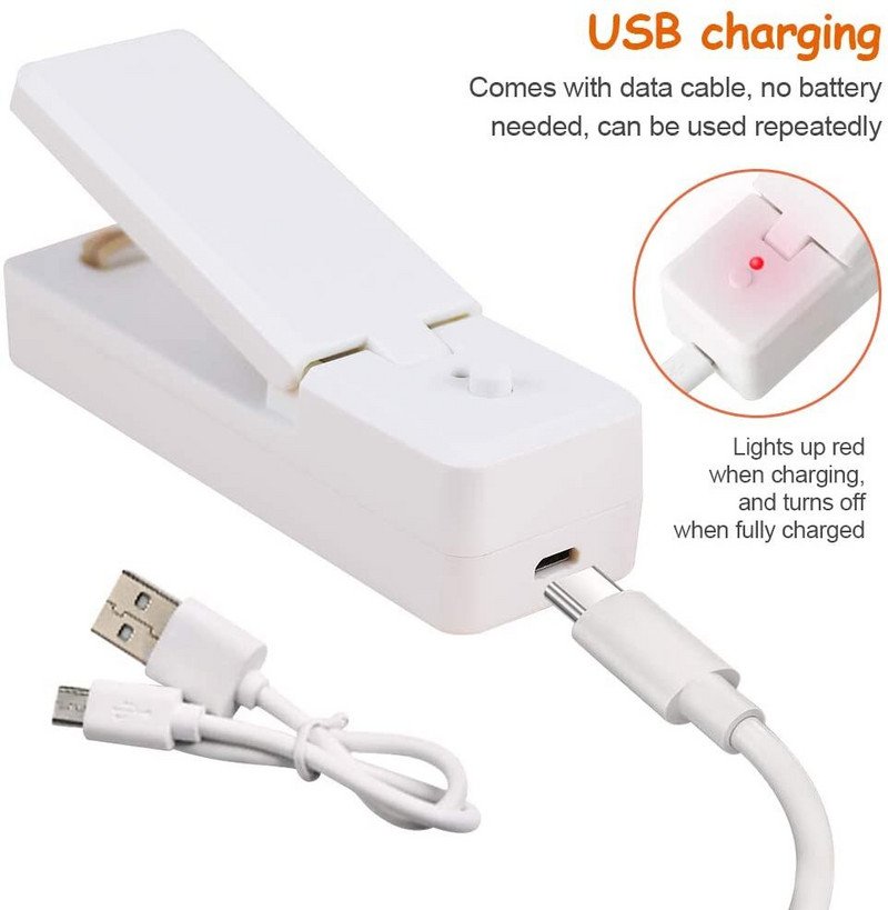 Punjivi mini uređaj za zavarivanje plastičnih vrećica 2 U 1 USB punjivi prijenosni stroj za zatvaranje s rezačem Kuhinjski dodaci