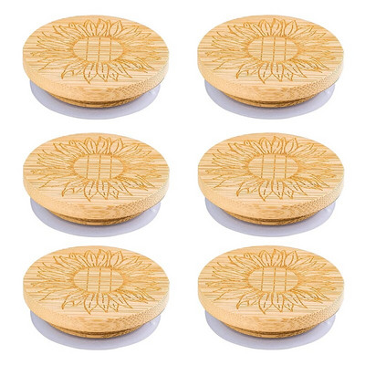 Viečka na jogurtové poháre, Sada bambusových viečok na jogurtové poháre, Bambusové viečka na jogurtové poháre, Viečka na jogurtové poháre so silikónovými tesniacimi krúžkami